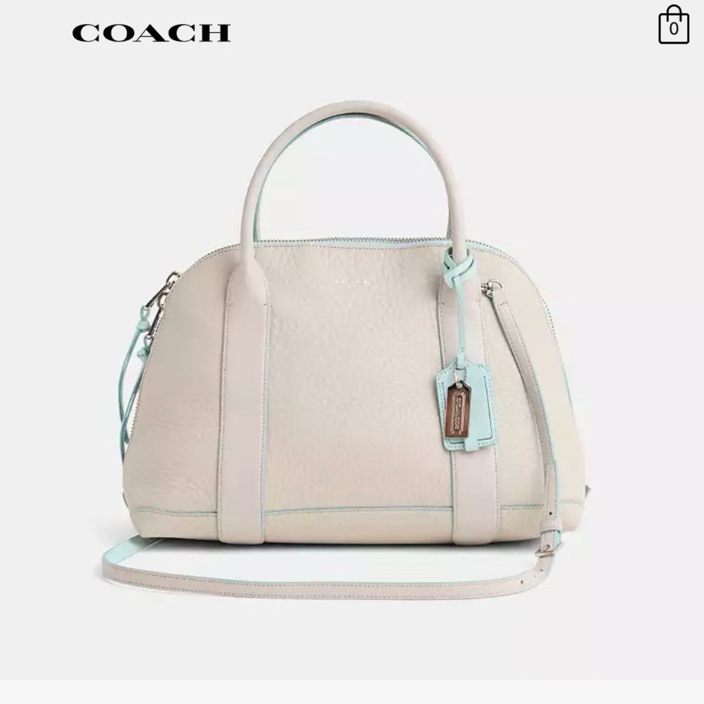 Coach Restored Bleecker Preston Satchel — Light Beige with Mint Trim